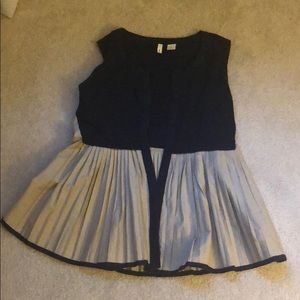 Anthropologie MOTH top XS blue & tan